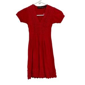 Liza Byrd Girl’s Red Crochet Trim Dress Size XS
